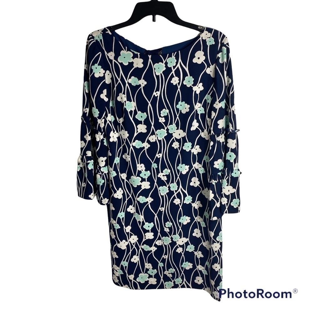Talbots Bell Sleeve Floral Dress Sz 4 Women’s Tie Back
